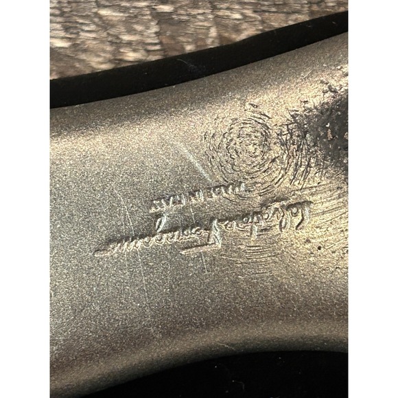 Salvatore Ferragamo Women's Black Silk Ballet Flats with Brown Satin Bow 8 - Picture 10 of 11